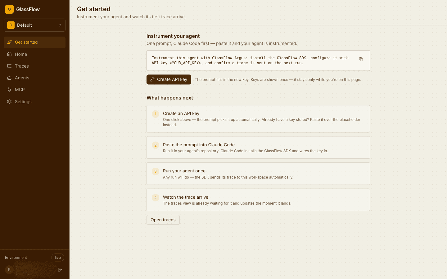 The Get started page