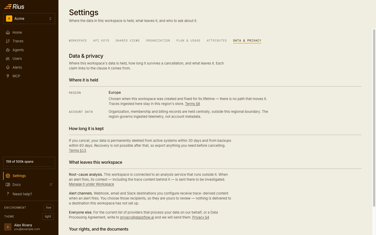 The Data & privacy settings