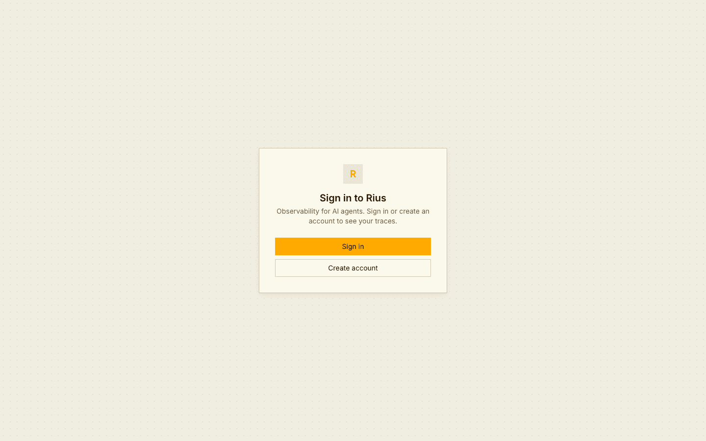 The Rius sign-in screen
